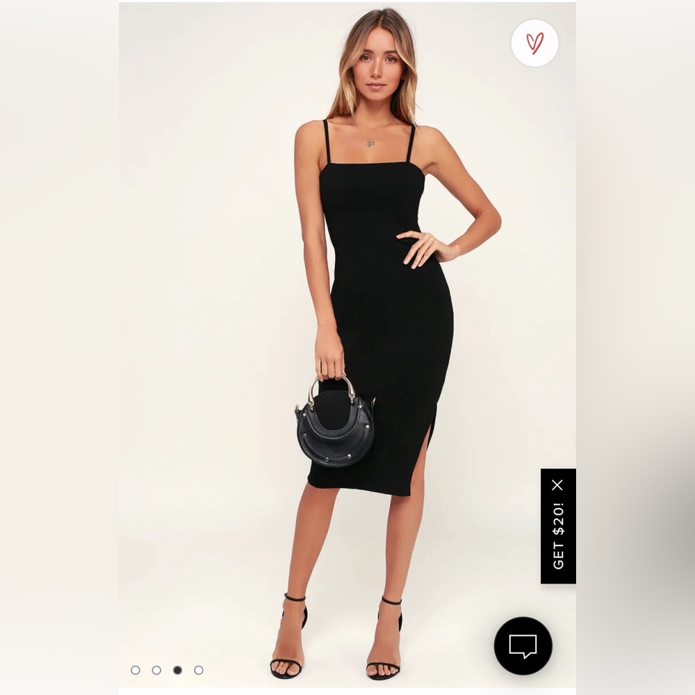 Lulus Paulina Black bodycon midi dress XS